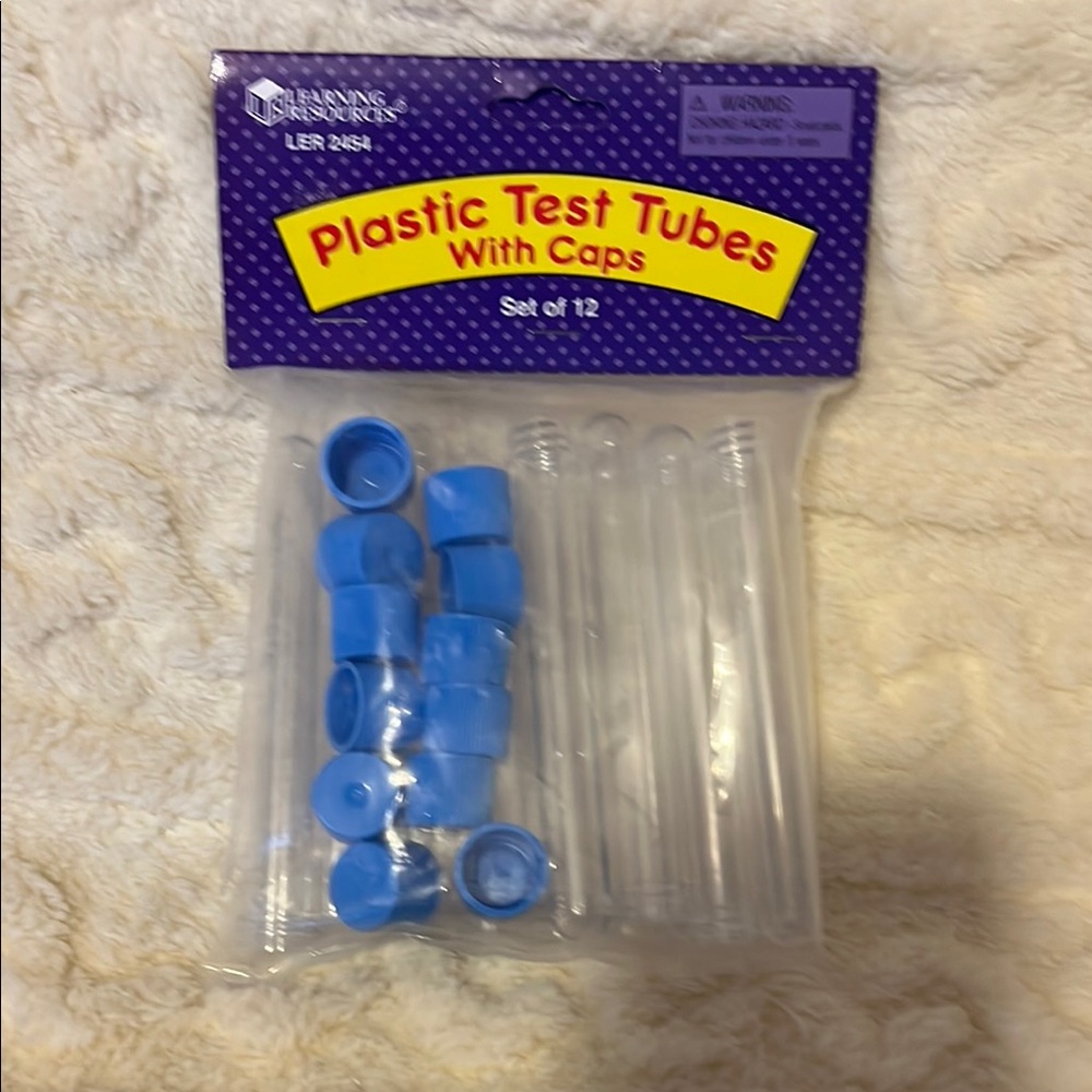 Plastic Test Tubes with Blue Caps Set Of 12 LER 2454